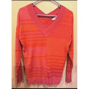 Sweater size M Womans Coldwater Creek red Pink cardigan long sleeve with v neck